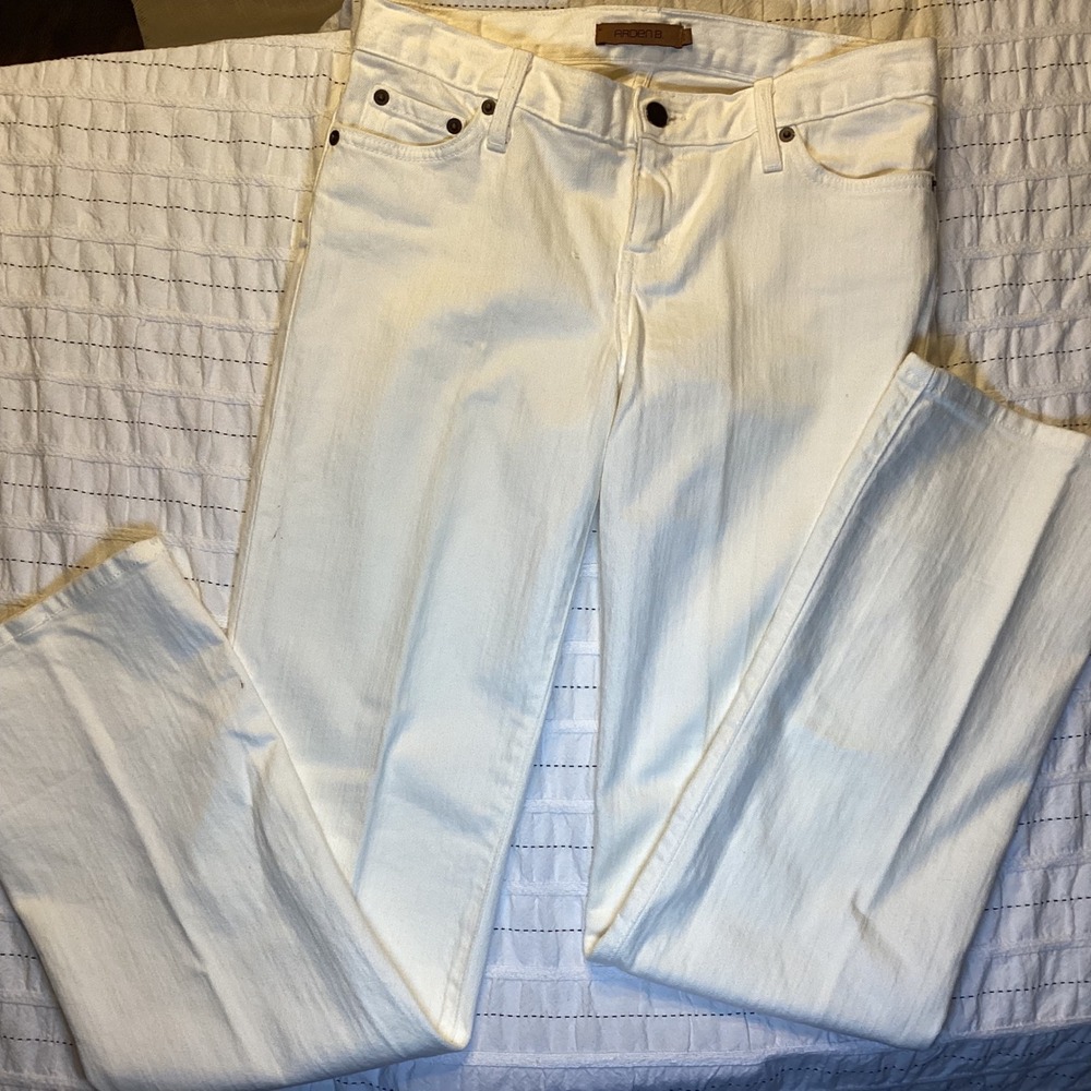 Arden B Womens White Straight Leg Denim Jeans Size 2 Solid Low Rise Made in USA